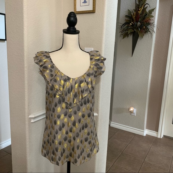 Anthropologie Tops - Anthropologie, Leifsdotter gray, gold & black top